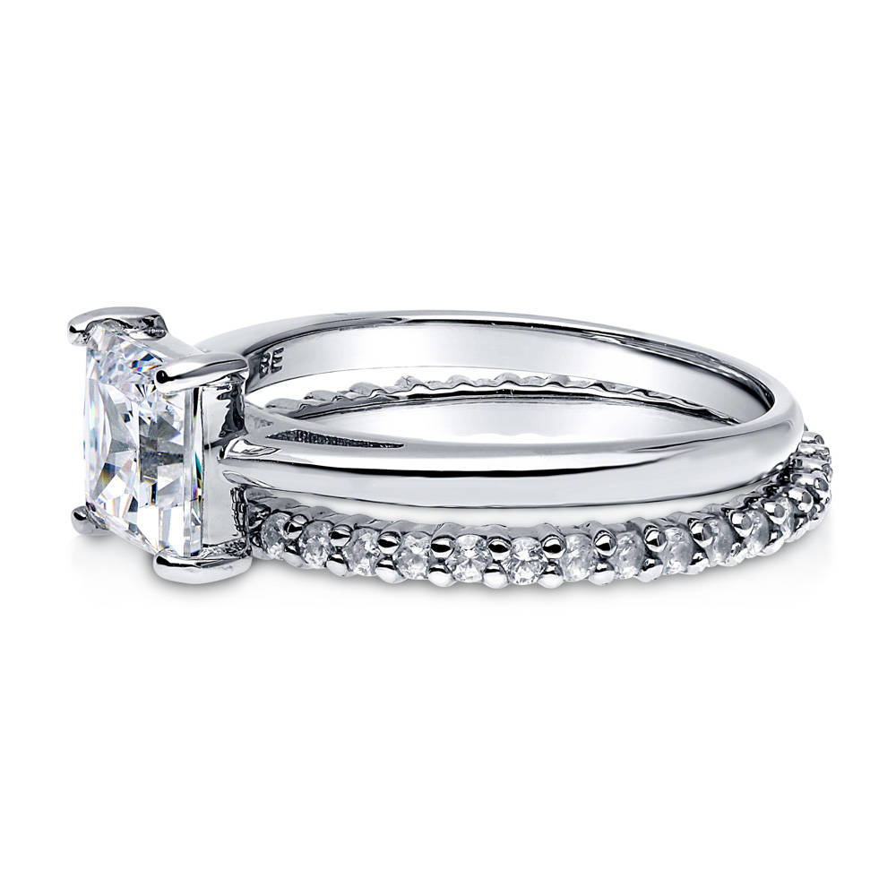 Solitaire 1.6ct Princess CZ Ring Set in Sterling Silver