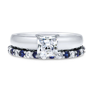 Solitaire 1.2ct Princess CZ Ring Set in Sterling Silver