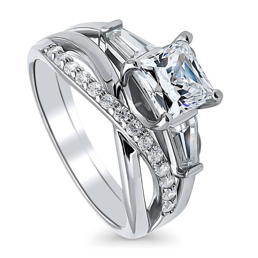 Criss Cross Infinity CZ Ring Set in Sterling Silver