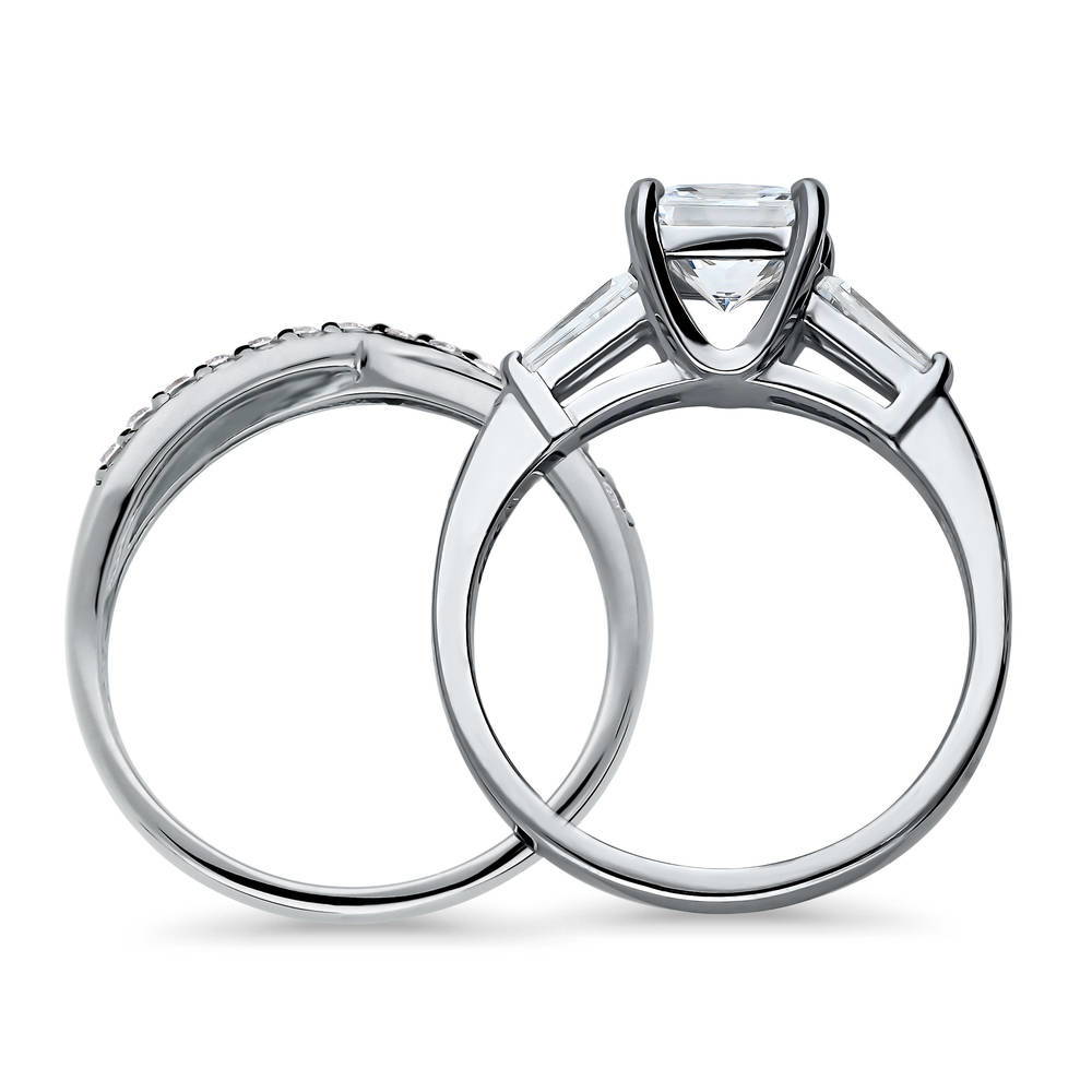 Criss Cross Infinity CZ Ring Set in Sterling Silver