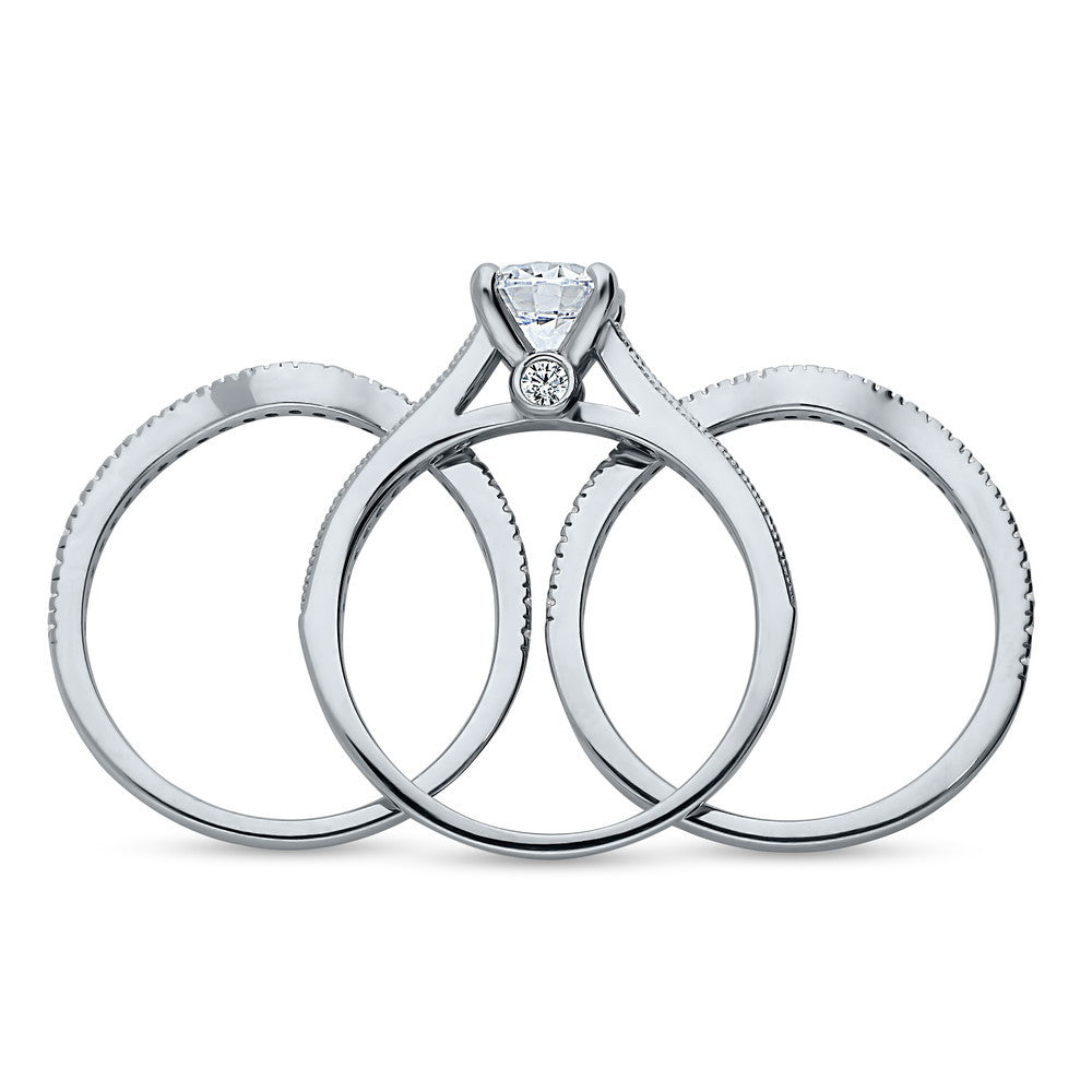 Alternate view of Solitaire 1ct Round CZ Ring Set in Sterling Silver, 6 of 14