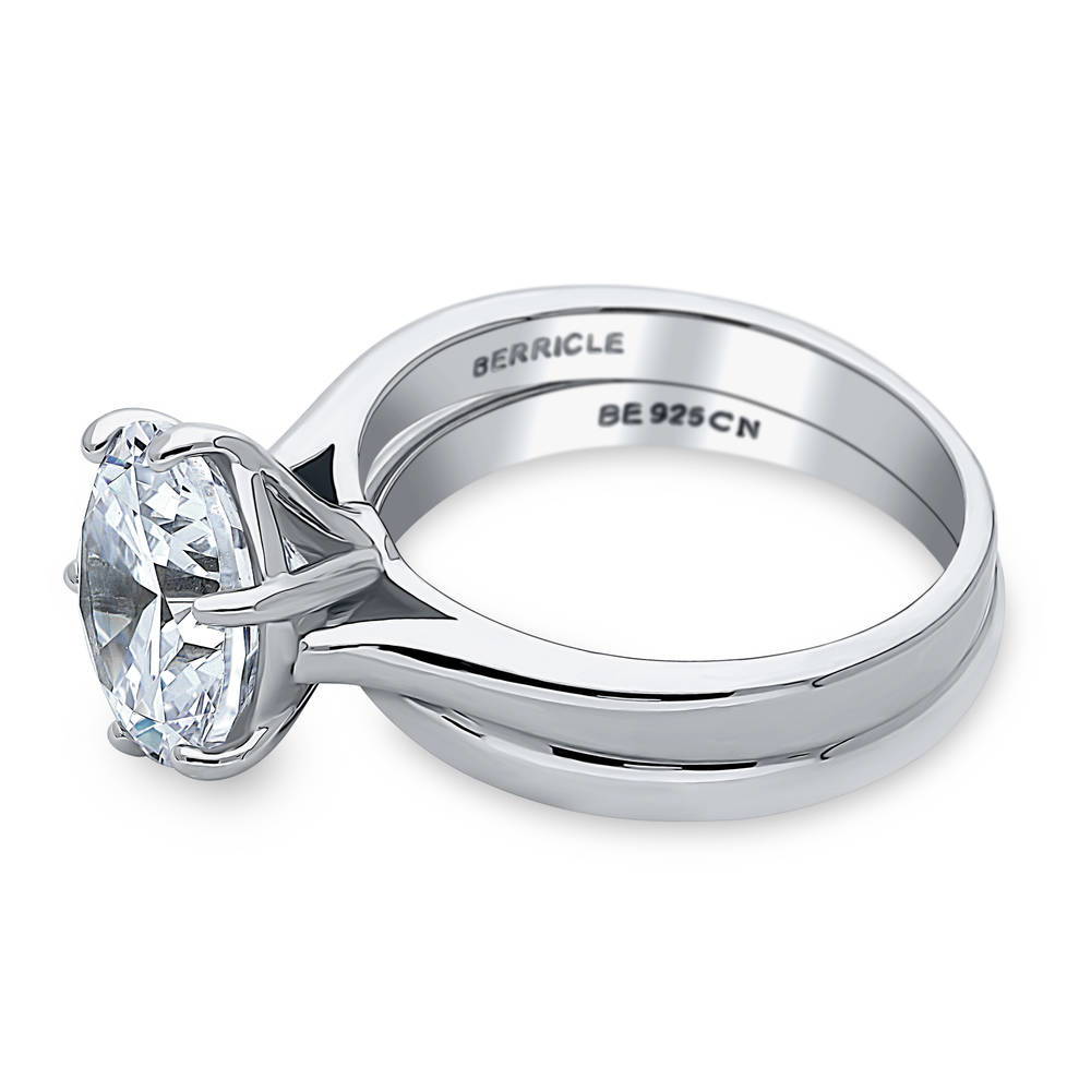 Solitaire 3.8ct Round CZ Ring Set in Sterling Silver