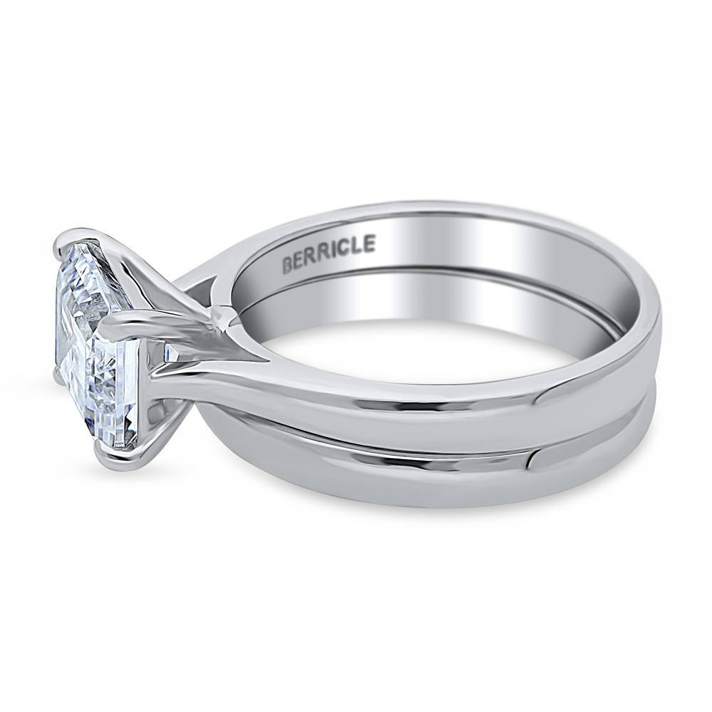 East-West Solitaire CZ Ring Set in Sterling Silver