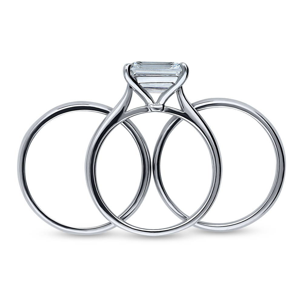 East-West Solitaire CZ Ring Set in Sterling Silver