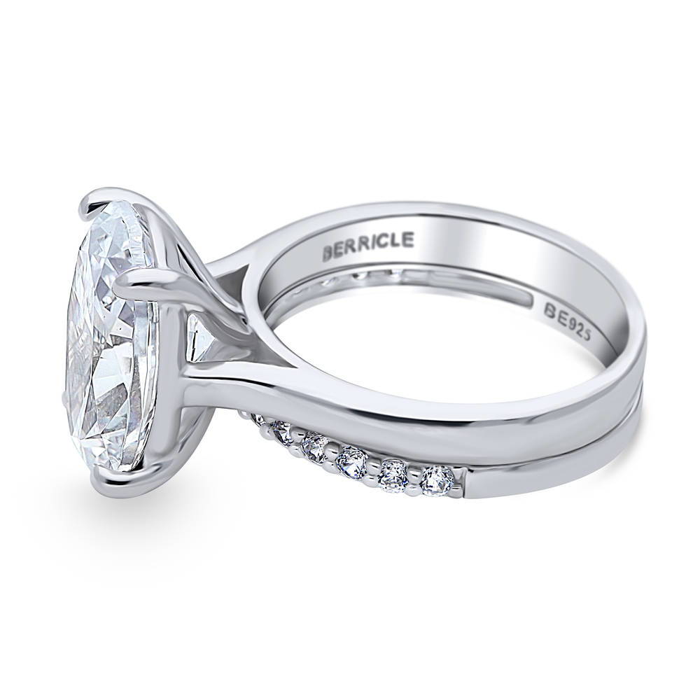 Solitaire 5.5ct Oval CZ Ring Set in Sterling Silver