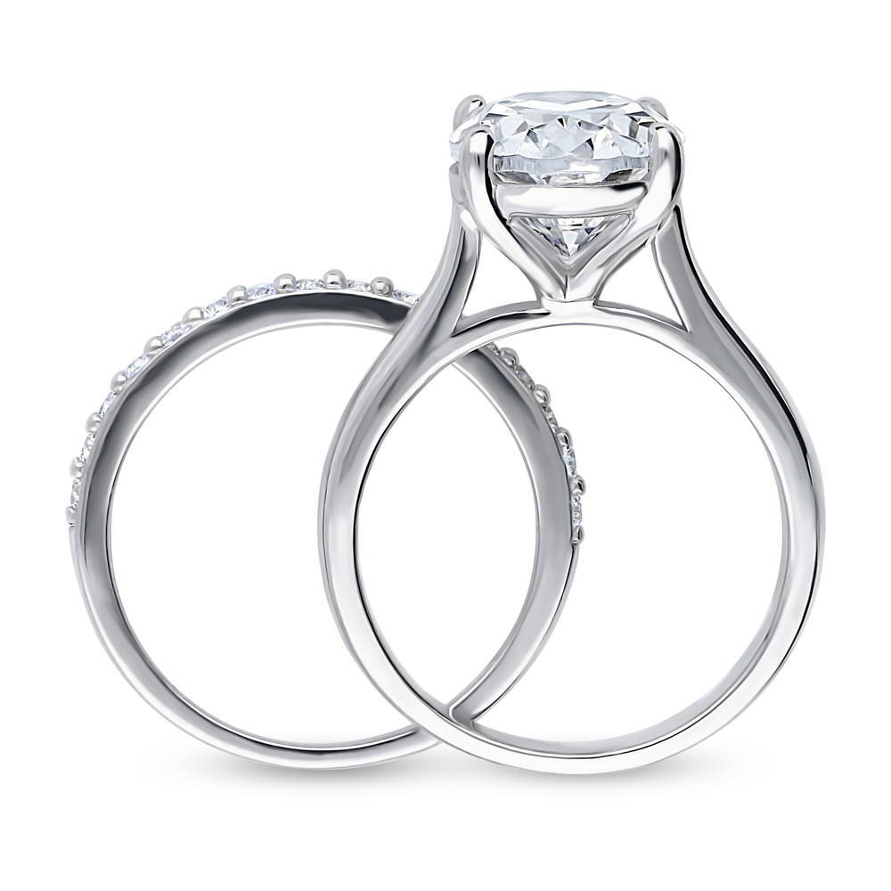 Solitaire 5.5ct Oval CZ Ring Set in Sterling Silver