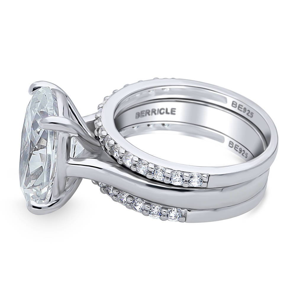 Solitaire 5.5ct Oval CZ Ring Set in Sterling Silver