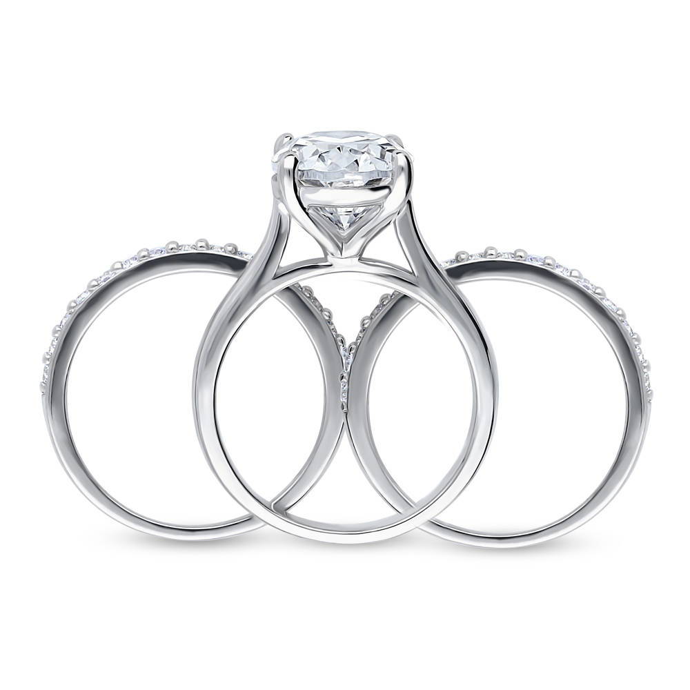 Solitaire 5.5ct Oval CZ Ring Set in Sterling Silver
