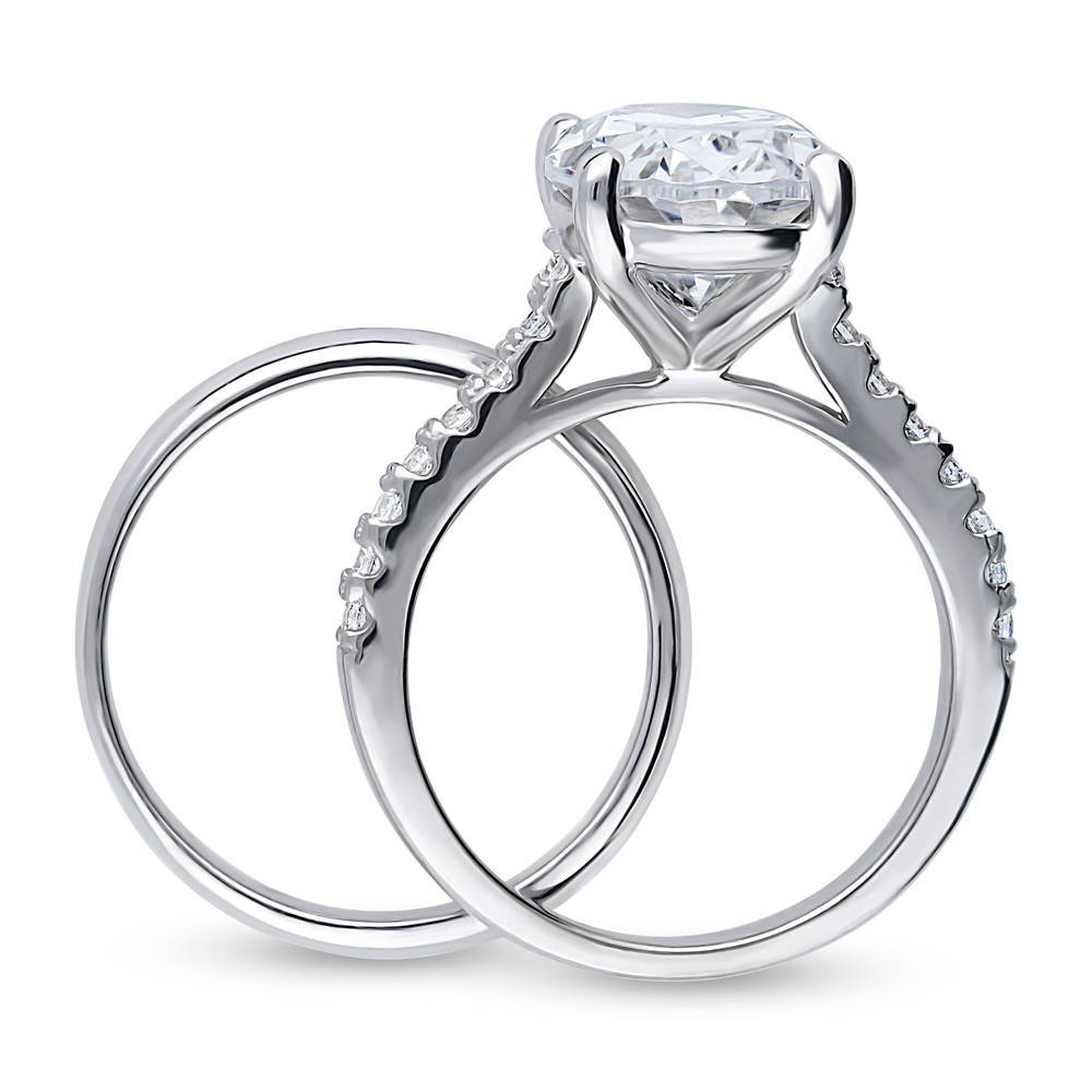 Solitaire 5.5ct Oval CZ Ring Set in Sterling Silver
