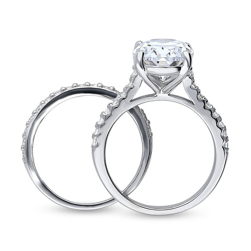 Alternate view of Solitaire 5.5ct Oval CZ Ring Set in Sterling Silver, 6 of 12