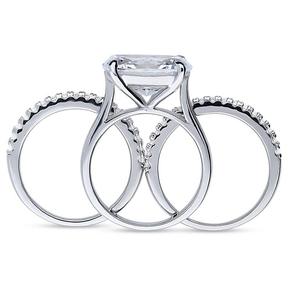 East-West Solitaire CZ Ring Set in Sterling Silver