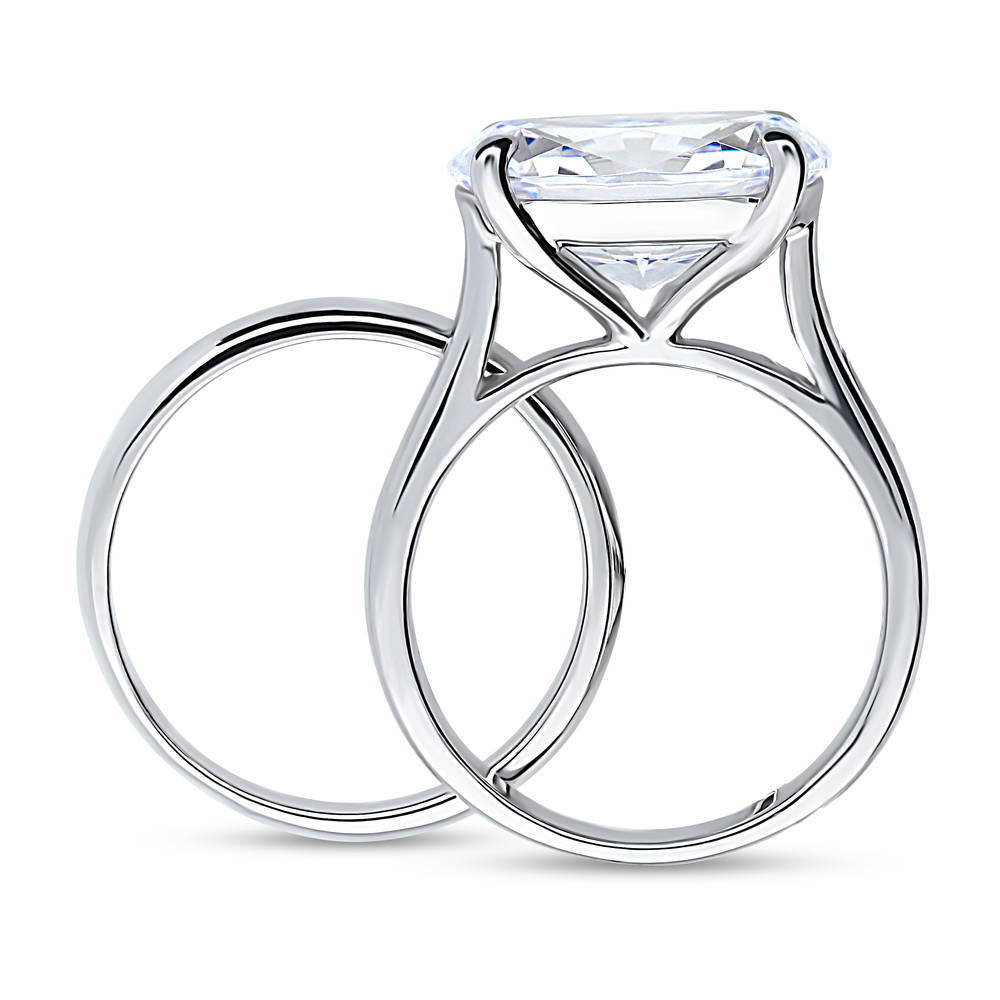 East-West Solitaire CZ Ring Set in Sterling Silver