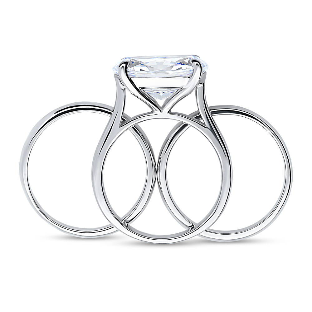 East-West Solitaire CZ Ring Set in Sterling Silver