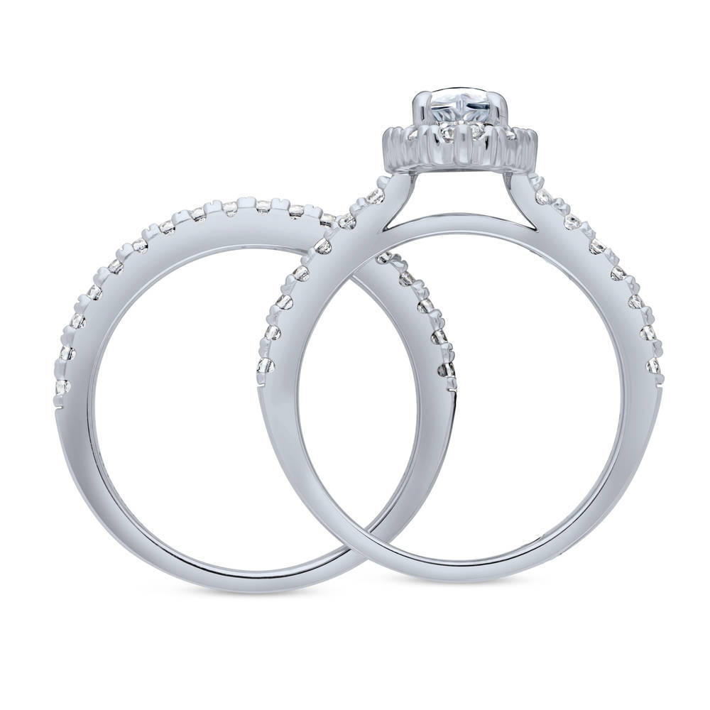 Alternate view of Halo Marquise CZ Ring Set in Sterling Silver, 7 of 11