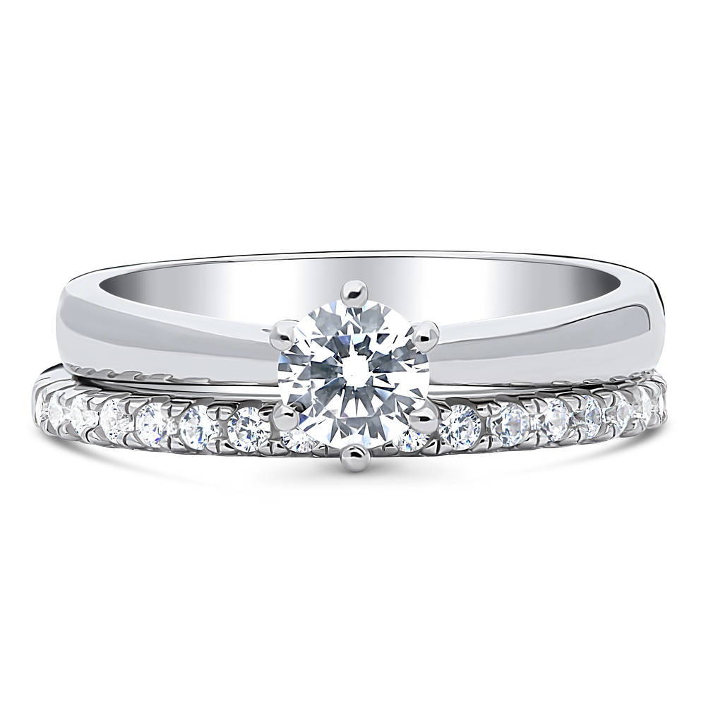 Solitaire 0.45ct CZ Ring Set in Sterling Silver