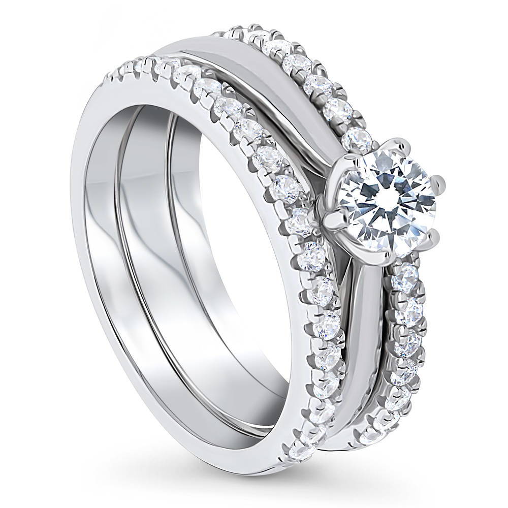 Solitaire 0.45ct CZ Ring Set in Sterling Silver