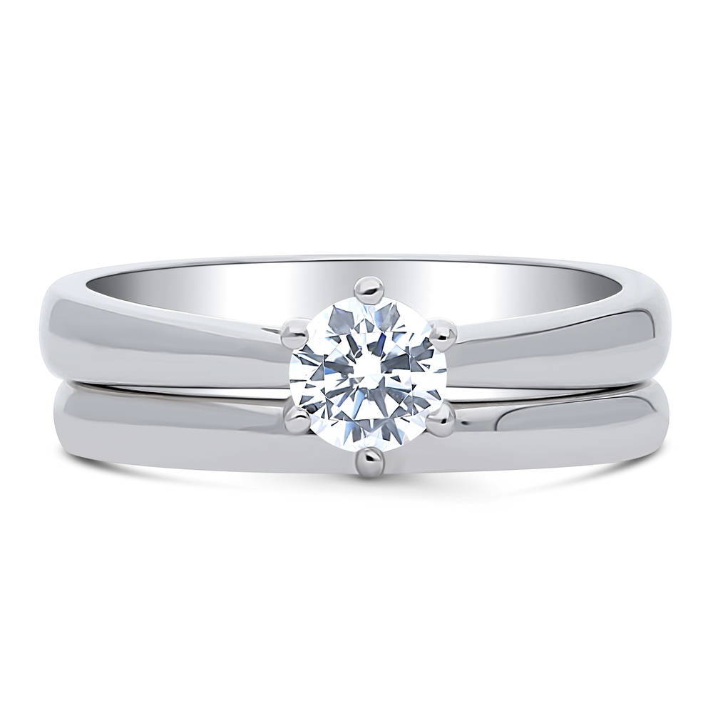 Solitaire 0.45ct Round CZ Ring Set in Sterling Silver