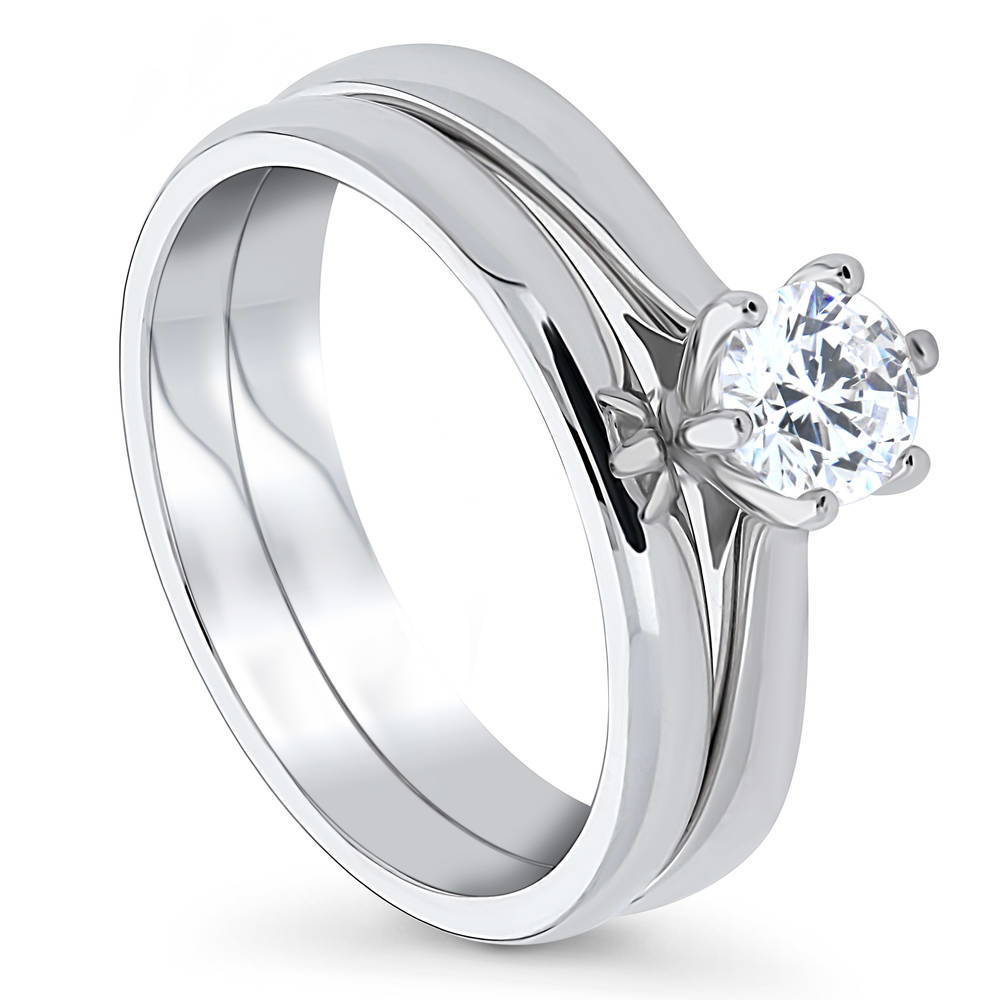 Solitaire 0.45ct Round CZ Ring Set in Sterling Silver