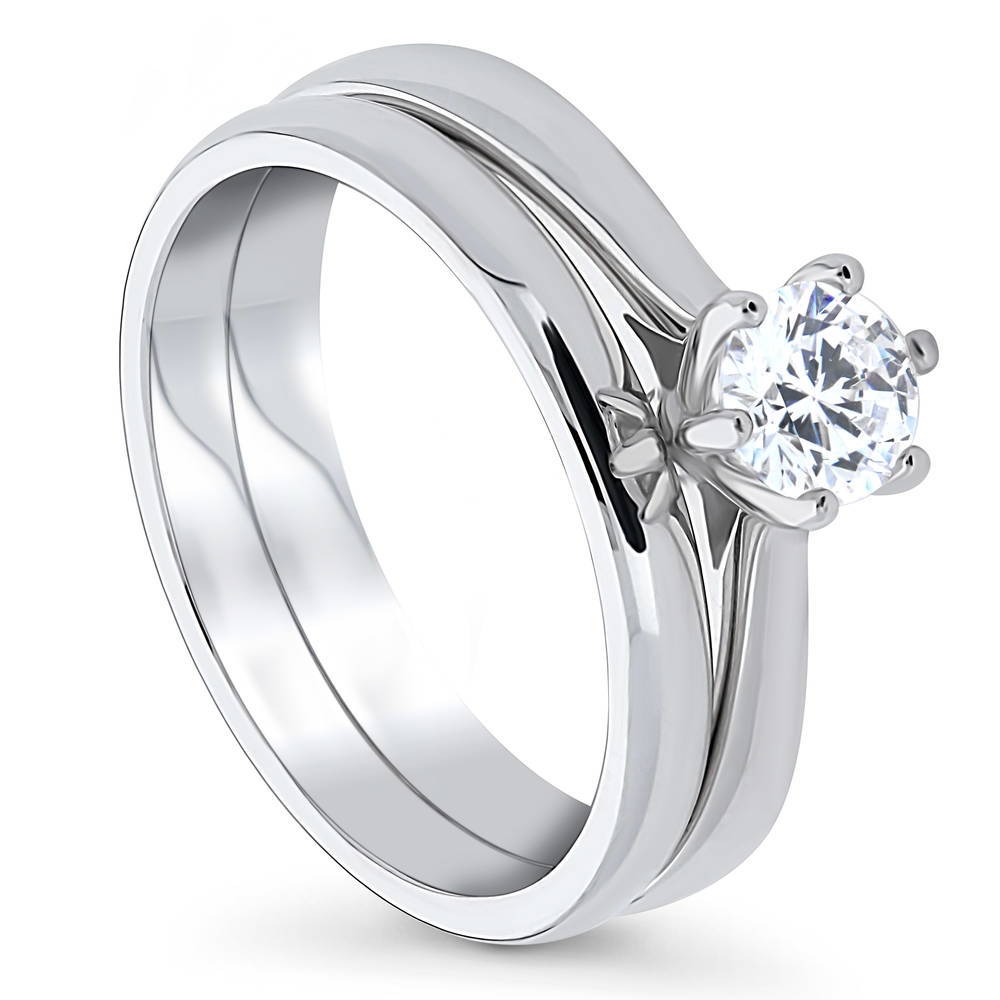 Solitaire 0.45ct CZ Ring Set in Sterling Silver