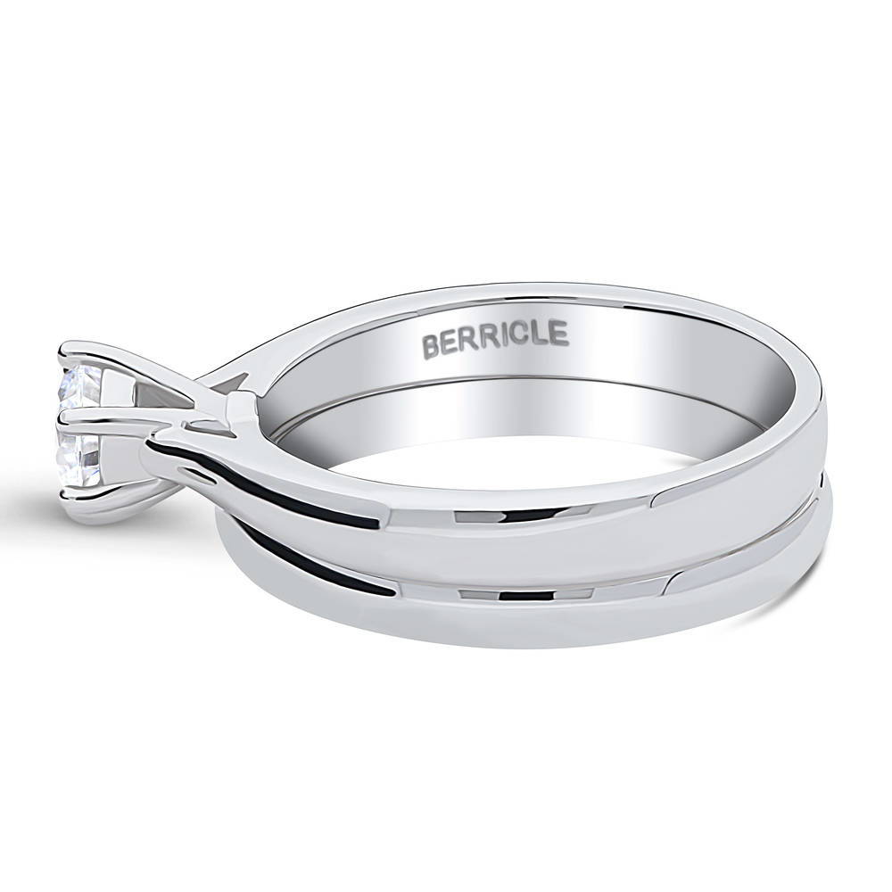 Solitaire 0.45ct CZ Ring Set in Sterling Silver