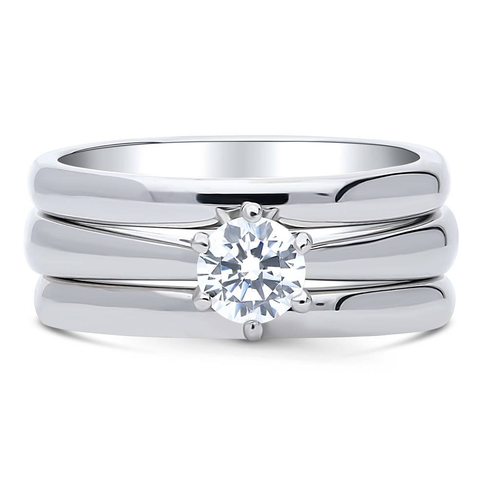 Solitaire 0.45ct Round CZ Ring Set in Sterling Silver