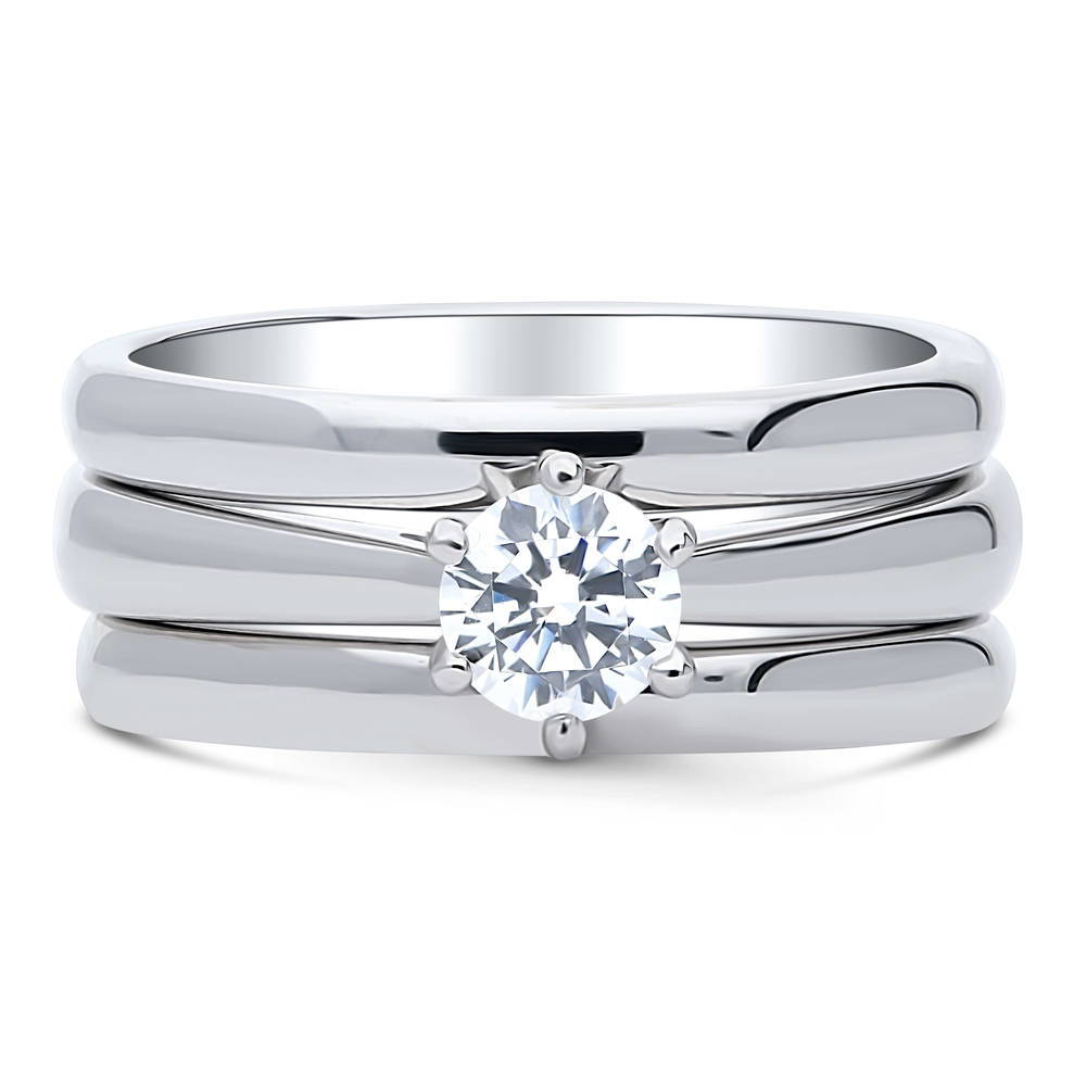 Solitaire 0.45ct Round CZ Ring Set in Sterling Silver, 1 of 15