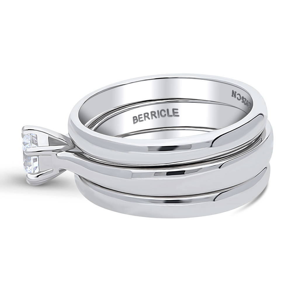 Solitaire 0.45ct CZ Ring Set in Sterling Silver