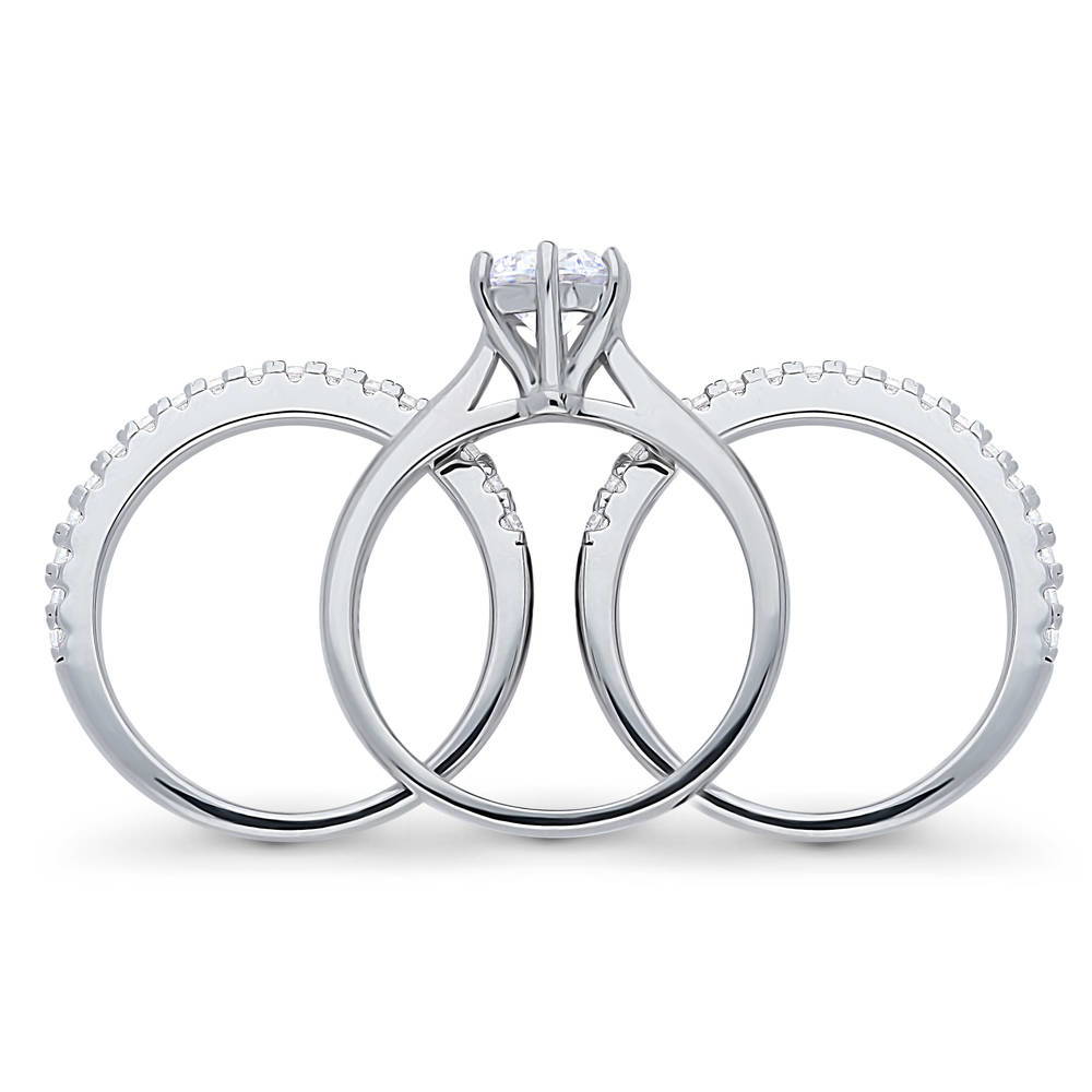 Solitaire 1ct Round CZ Ring Set in Sterling Silver