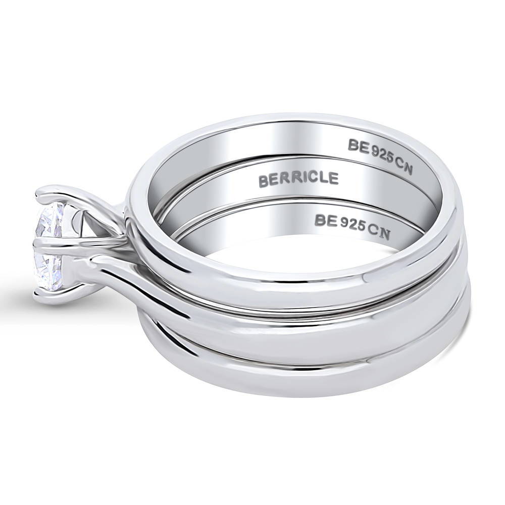 Solitaire 1ct CZ Ring Set in Sterling Silver