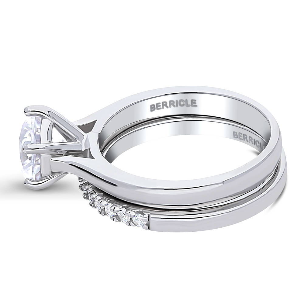 Solitaire 2ct CZ Ring Set in Sterling Silver