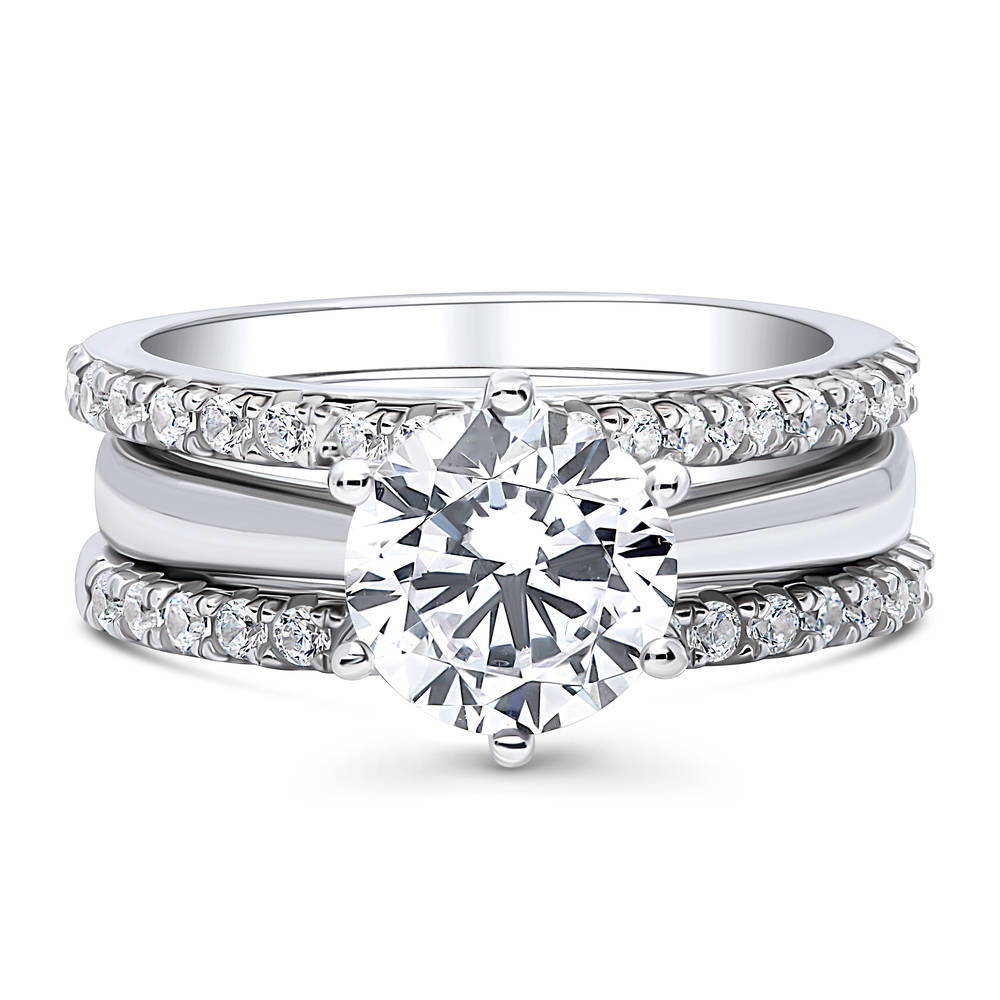 Solitaire 2ct CZ Ring Set in Sterling Silver