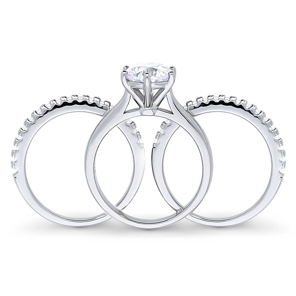 Solitaire 2ct Round CZ Ring Set in Sterling Silver