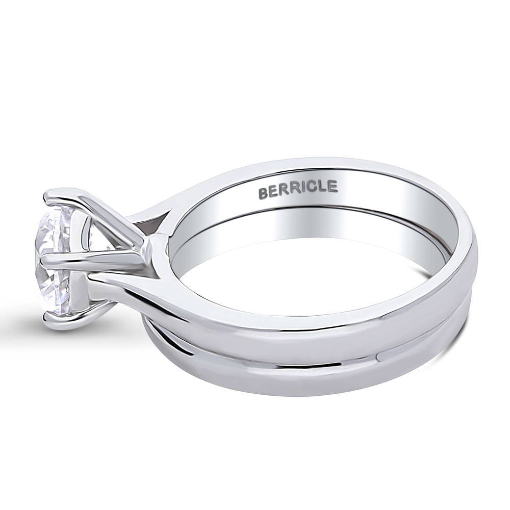 Solitaire 2ct CZ Ring Set in Sterling Silver