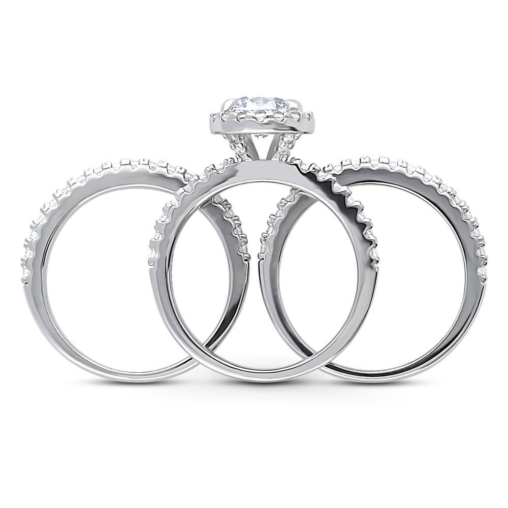 Halo CZ Ring Set in Sterling Silver