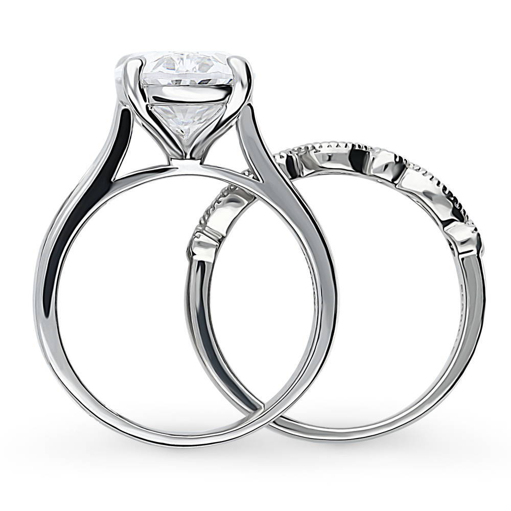 Solitaire 5.5ct Oval CZ Ring Set in Sterling Silver