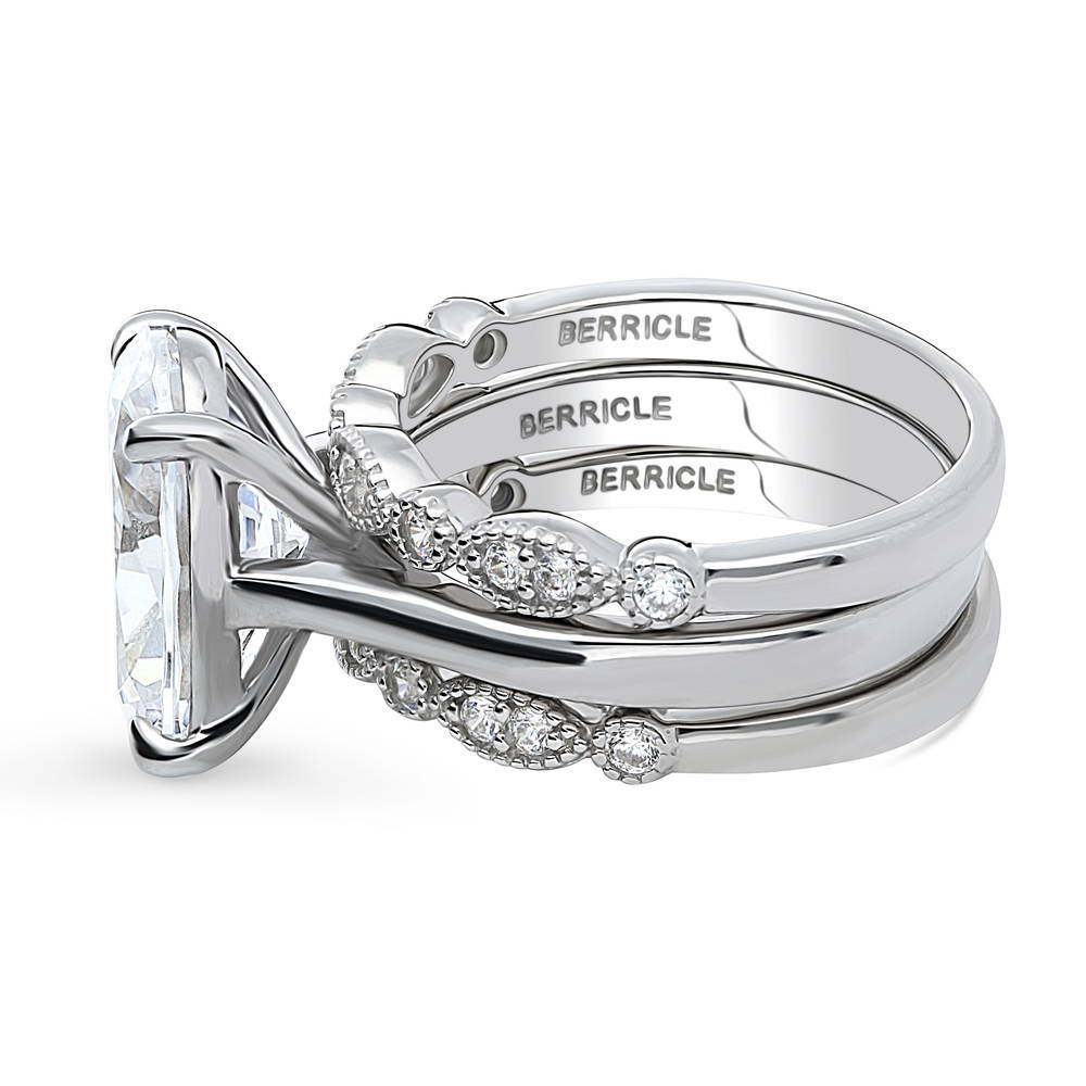 Solitaire 5.5ct Oval CZ Ring Set in Sterling Silver