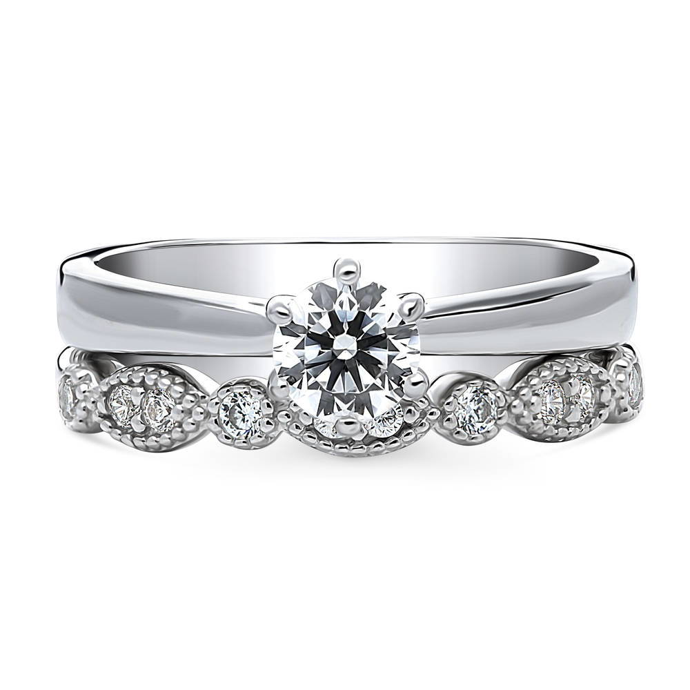 Solitaire 0.45ct Round CZ Ring Set in Sterling Silver