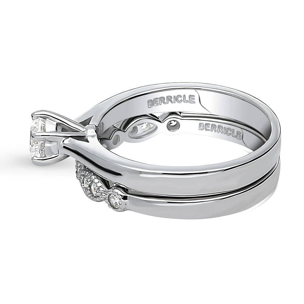 Solitaire Milgrain Art Deco 0.45ct CZ Ring Set in Sterling Silver