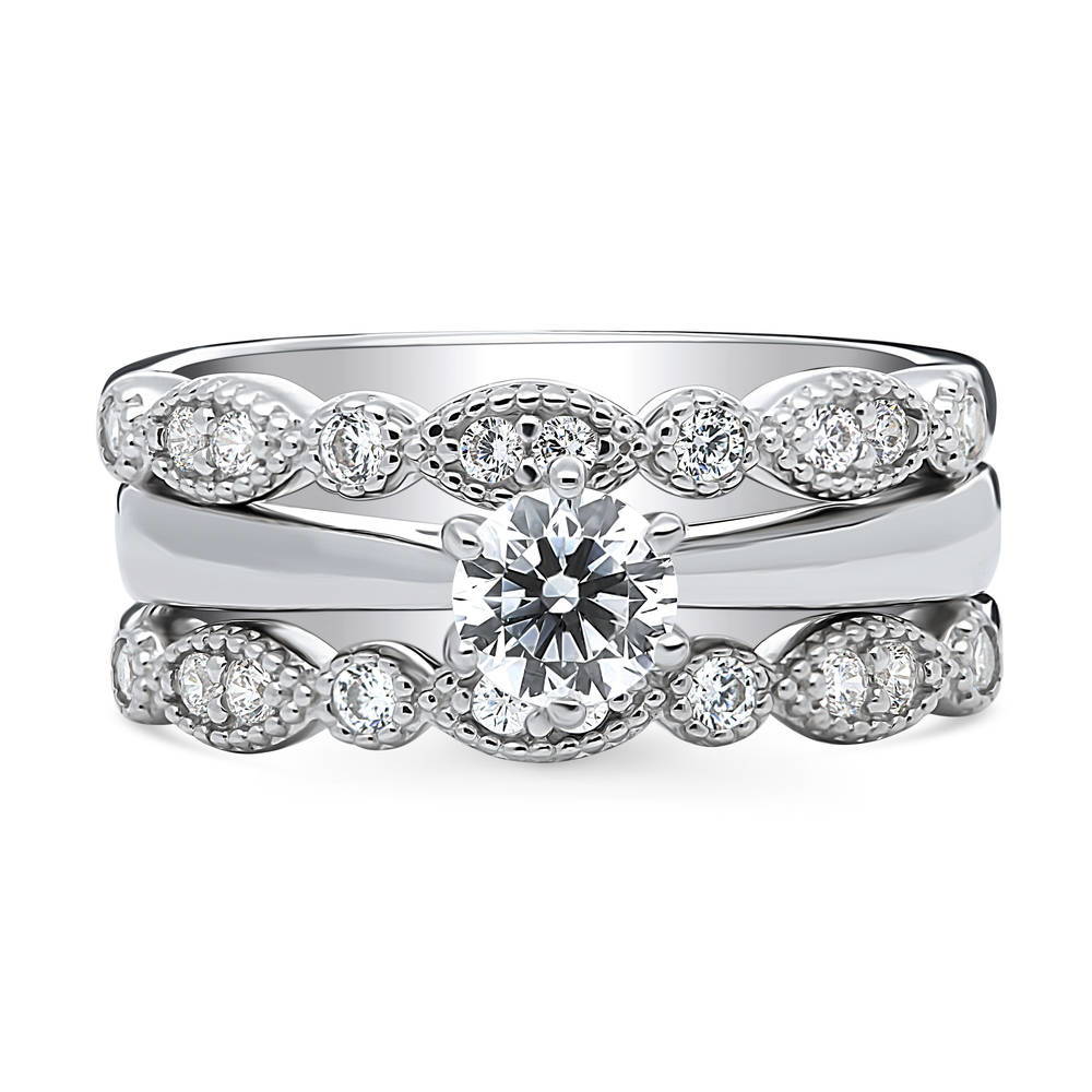 Solitaire 0.45ct Round CZ Ring Set in Sterling Silver, 1 of 19