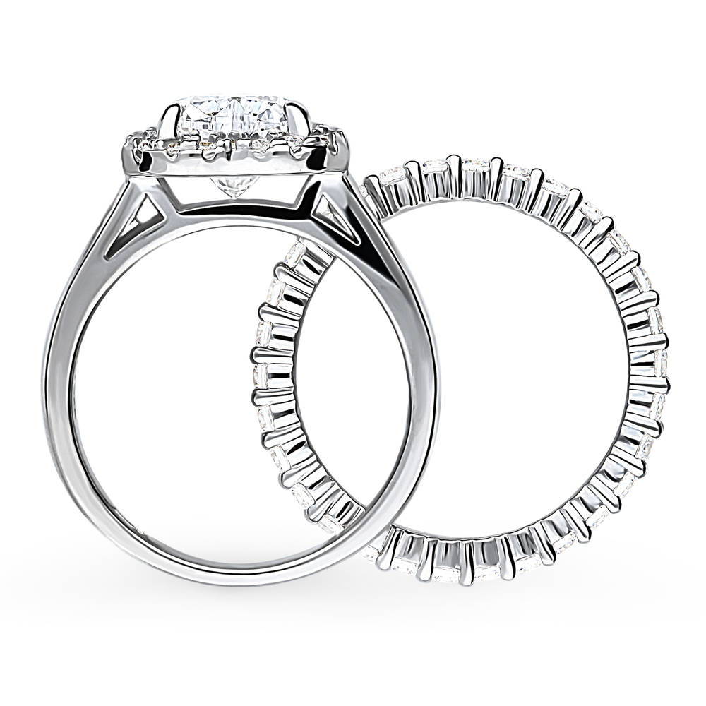 Alternate view of Halo Heart CZ Ring Set in Sterling Silver, 6 of 14