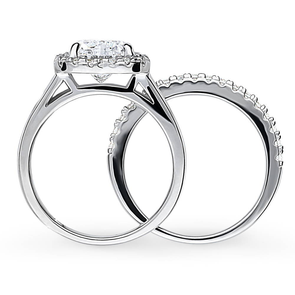 Alternate view of Halo Heart CZ Ring Set in Sterling Silver, 7 of 14