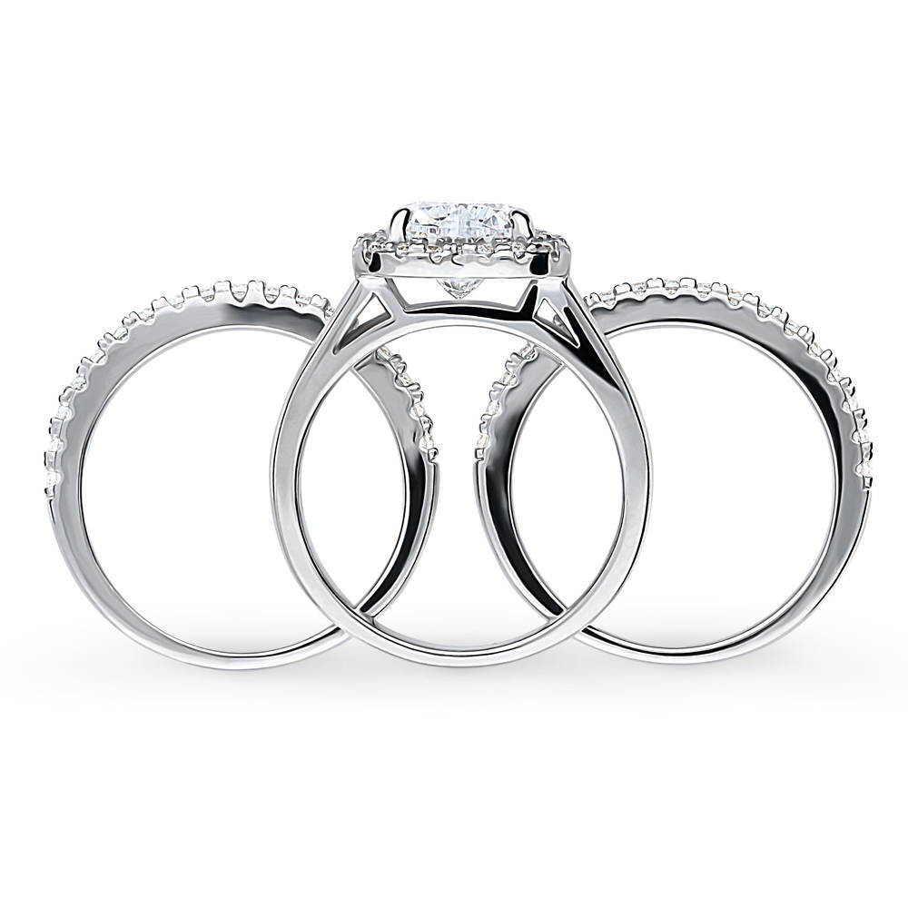 Alternate view of Halo Heart CZ Ring Set in Sterling Silver, 7 of 14
