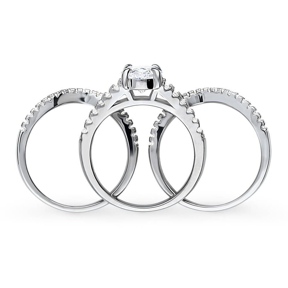 Solitaire 2.7ct Oval CZ Split Shank Ring Set in Sterling Silver