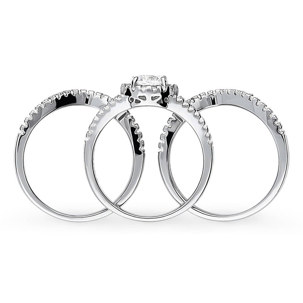 Alternate view of Halo Round CZ Split Shank Ring Set in Sterling Silver, 8 of 18