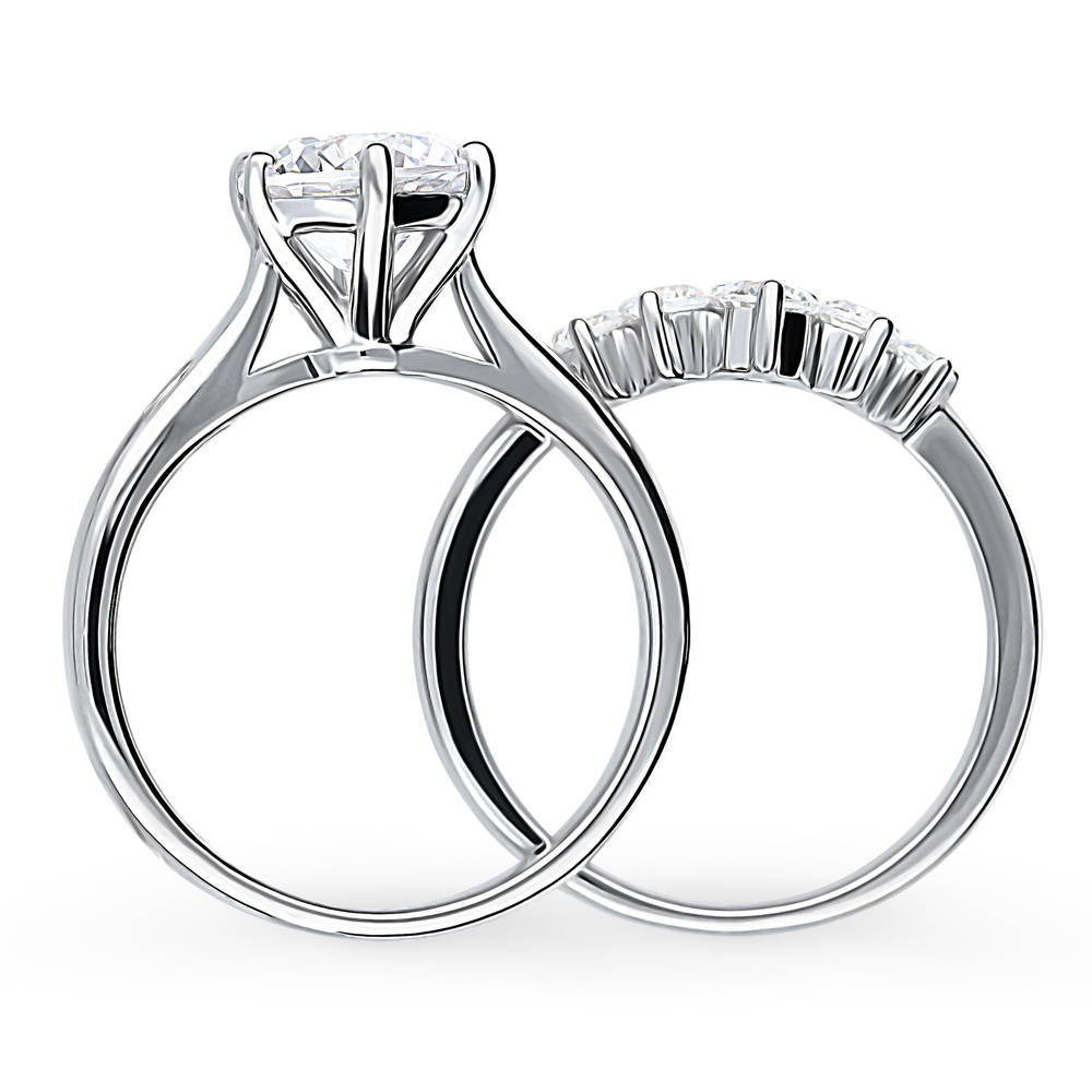 5-Stone Solitaire CZ Ring Set in Sterling Silver