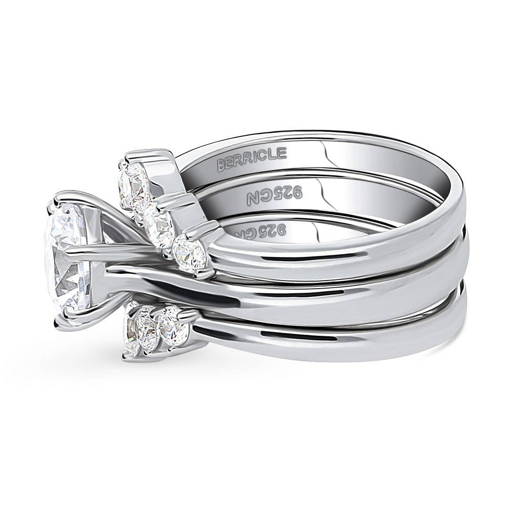 Angle view of 5-Stone Solitaire CZ Ring Set in Sterling Silver, 4 of 18
