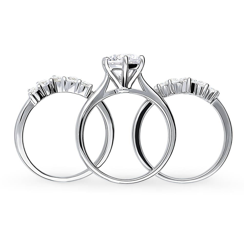 Alternate view of 5-Stone Solitaire CZ Ring Set in Sterling Silver, 7 of 18