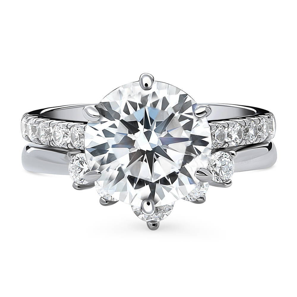 5-Stone Solitaire CZ Ring Set in Sterling Silver