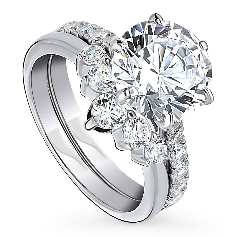 5-Stone Solitaire CZ Ring Set in Sterling Silver
