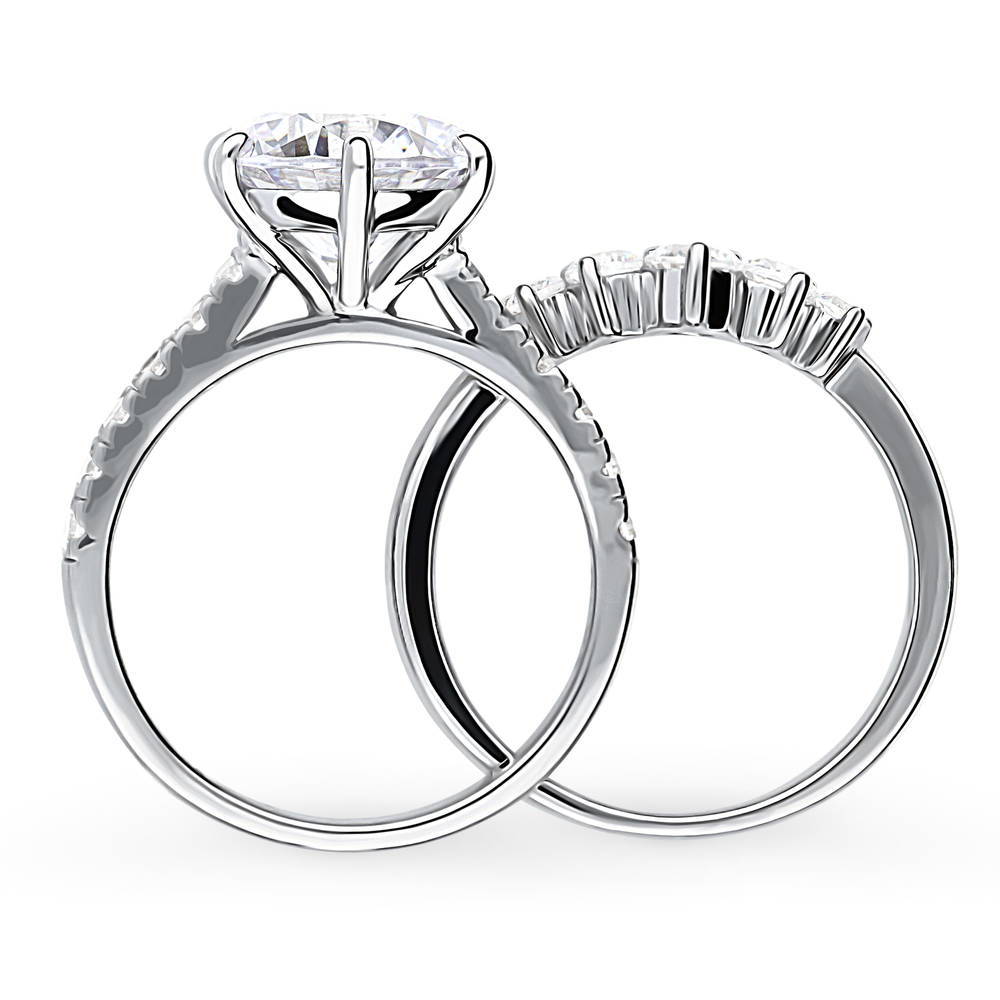 5-Stone Solitaire CZ Ring Set in Sterling Silver